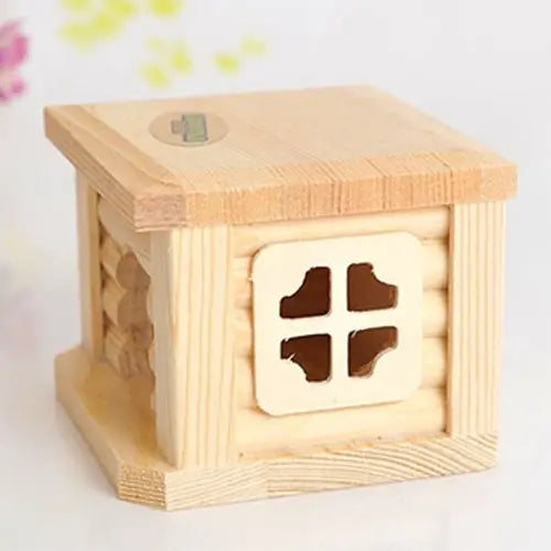 Pet Flat Roof Wooden House Hut Pets Cage for Small Animal Rabbit Hamster Flat Roof Wooden House - Flat Roof Wooden House