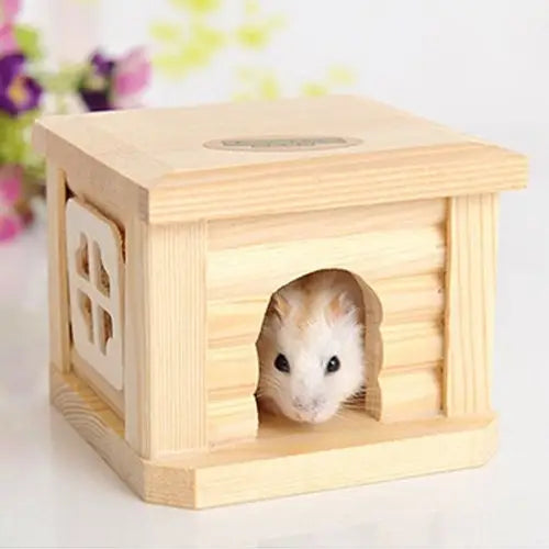 Pet Flat Roof Wooden House Hut Pets Cage for Small Animal Rabbit Hamster Flat Roof Wooden House - Flat Roof Wooden House