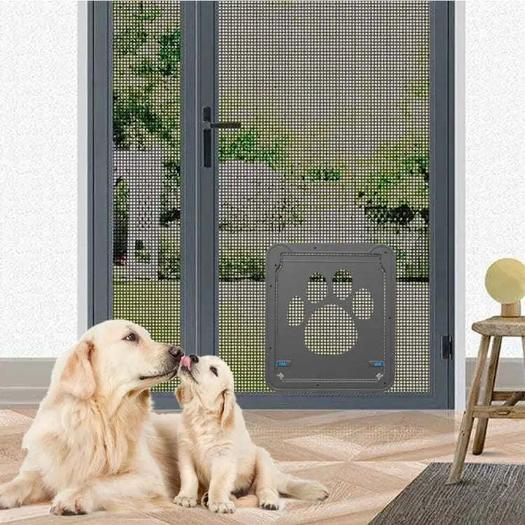 Pet Footprint Pattern Dog Auto Lock / Lockable Gate Cat Safe Flap Window Pet Screen Door Size: 42x37cm 42x37cm - 42x37cm