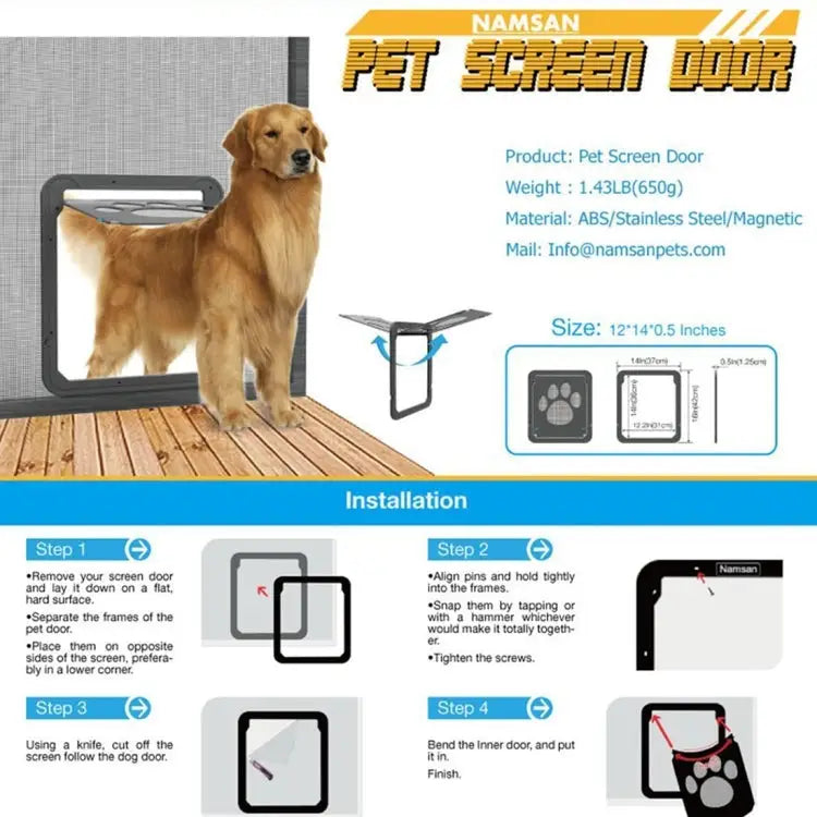 Pet Footprint Pattern Dog Auto Lock / Lockable Gate Cat Safe Flap Window Pet Screen Door Size: 42x37cm 42x37cm - 42x37cm