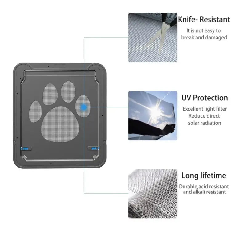 Pet Footprint Pattern Dog Auto Lock / Lockable Gate Cat Safe Flap Window Pet Screen Door Size: 42x37cm 42x37cm - 42x37cm