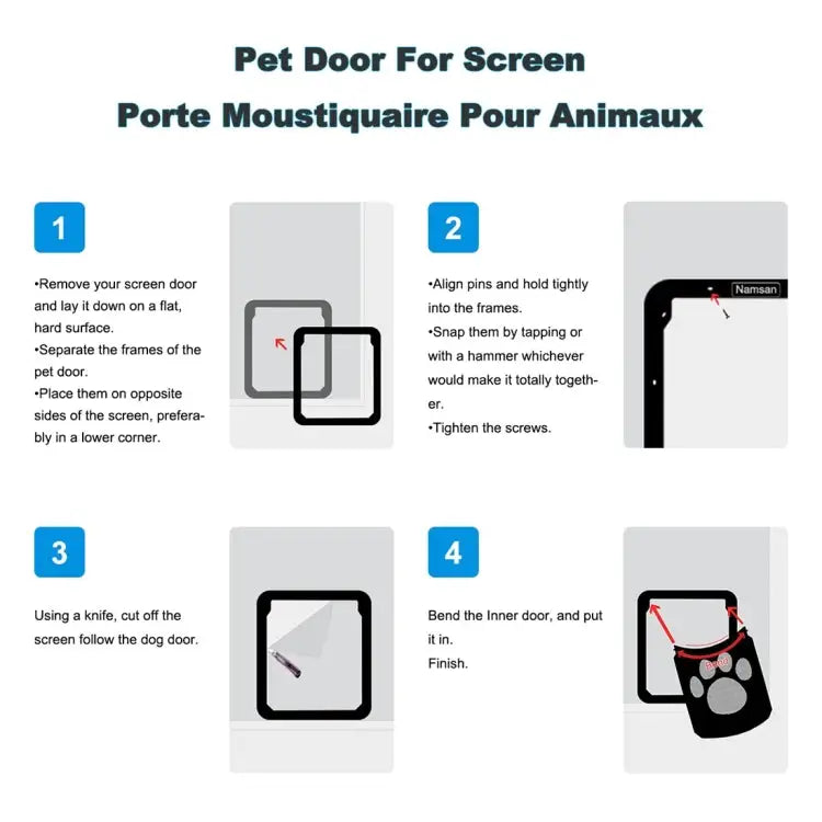 Pet Footprint Pattern Dog Auto Lock / Lockable Gate Cat Safe Flap Window Pet Screen Door Size: 42x37cm 42x37cm - 42x37cm