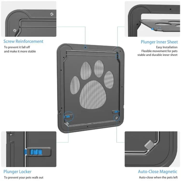 Pet Footprint Pattern Dog Auto Lock / Lockable Gate Cat Safe Flap Window Pet Screen Door Size: 42x37cm 42x37cm - 42x37cm