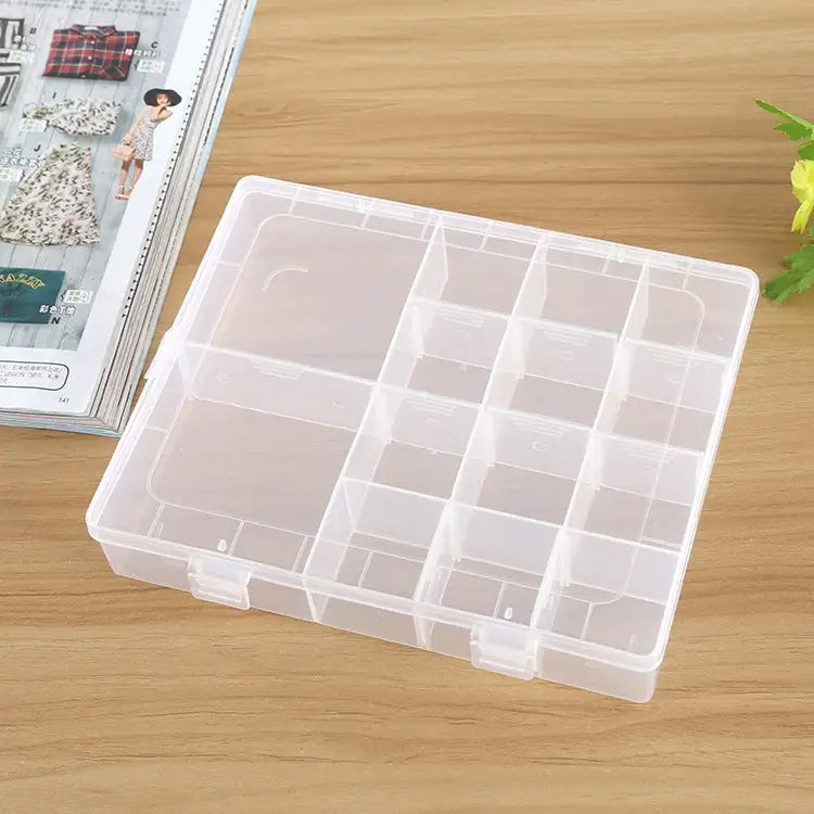 Plastic Organizer Container Storage Box 14 Slots Adjustable Divider Removable Grid Compartment for Jewelry Earring