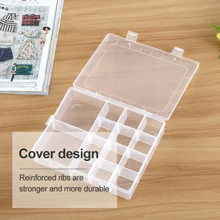 Plastic Organizer Container Storage Box 14 Slots Adjustable Divider Removable Grid Compartment for Jewelry Earring