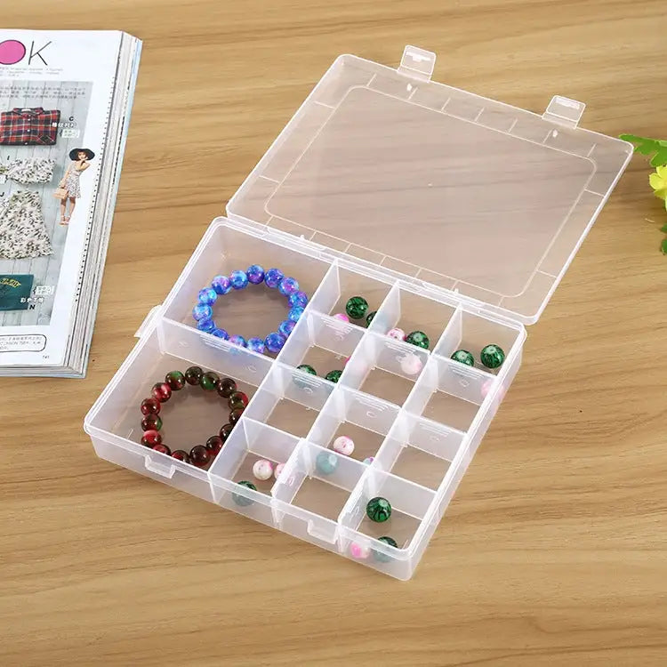 Plastic Organizer Container Storage Box 14 Slots Adjustable Divider Removable Grid Compartment for Jewelry Earring