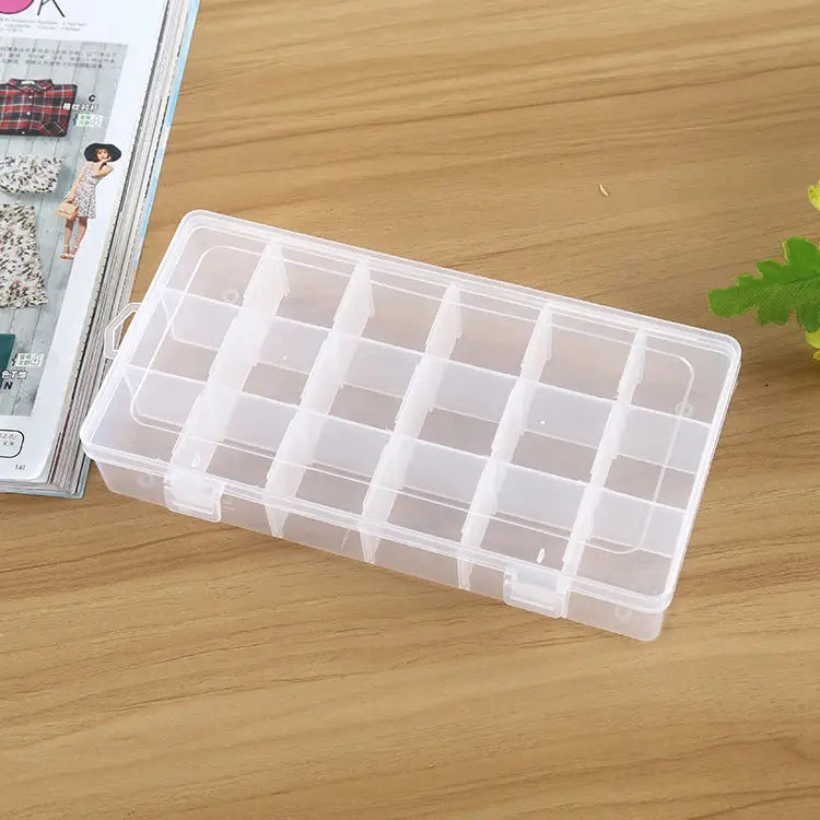 Plastic Organizer Container Storage Box 18 Slots Removable Grid Compartment for Jewelry Earring Fishing Hook Small