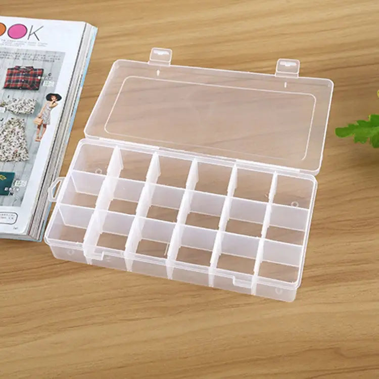 Plastic Organizer Container Storage Box 18 Slots Removable Grid Compartment for Jewelry Earring Fishing Hook Small