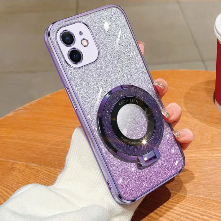 Plated Gradient Glitter Round Holder TPU Phone Case For iPhone 12 mini For iPhone 11 Pro Max For iPhone 11 For iPhone
