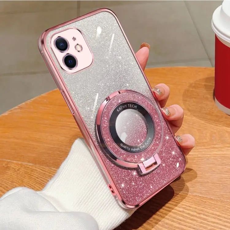 Plated Gradient Glitter Round Holder TPU Phone Case For iPhone 12 mini For iPhone 11 Pro Max For iPhone 11 For iPhone
