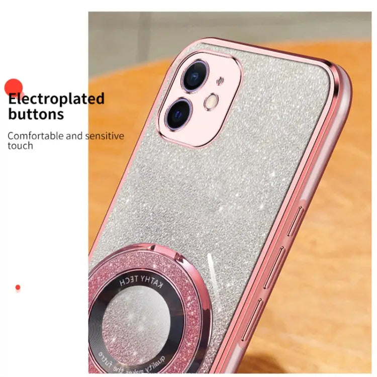 Plated Gradient Glitter Round Holder TPU Phone Case For iPhone 12 mini For iPhone 11 Pro Max For iPhone 11 For iPhone