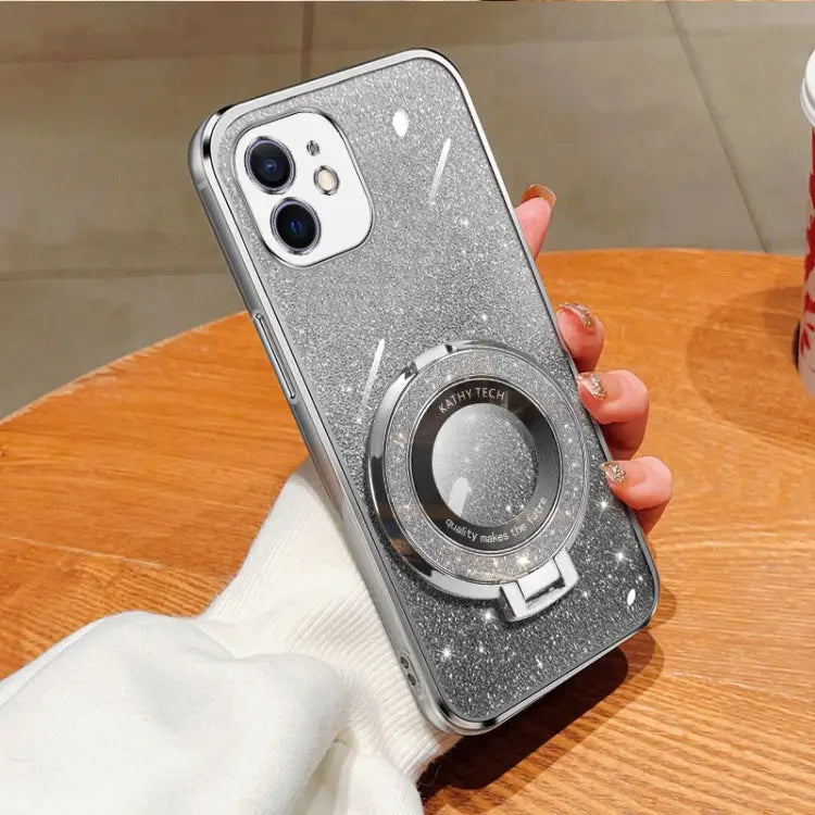 Plated Gradient Glitter Round Holder TPU Phone Case For iPhone 12 mini For iPhone 11 Pro Max For iPhone 11 For iPhone