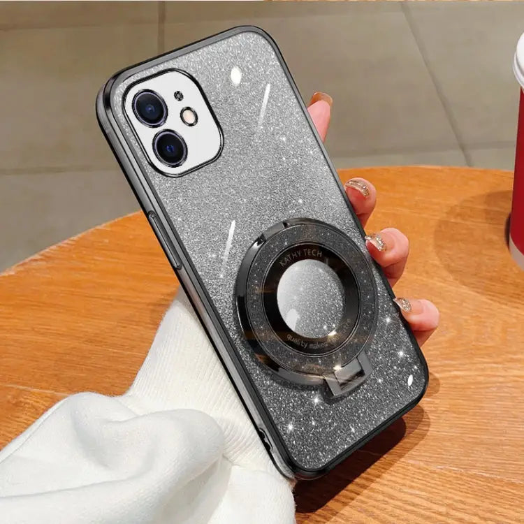 Plated Gradient Glitter Round Holder TPU Phone Case For iPhone 12 mini For iPhone 11 Pro Max For iPhone 11 For iPhone