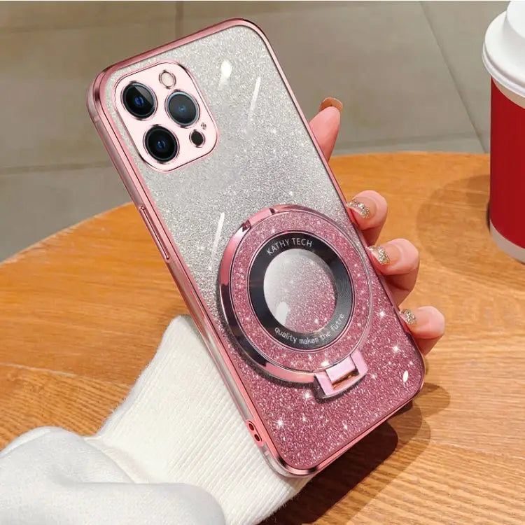 Plated Gradient Glitter Round Holder TPU Phone Case For iPhone 13 mini For iPhone 12 For iPhone 12 Pro Max For iPhone
