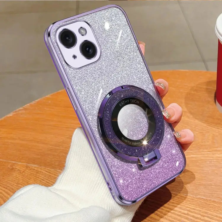 Plated Gradient Glitter Round Holder TPU Phone Case For iPhone 13 mini For iPhone 12 For iPhone 12 Pro Max For iPhone