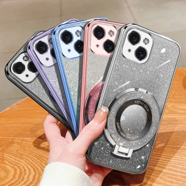 Plated Gradient Glitter Round Holder TPU Phone Case For iPhone 13 mini For iPhone 12 For iPhone 12 Pro Max For iPhone