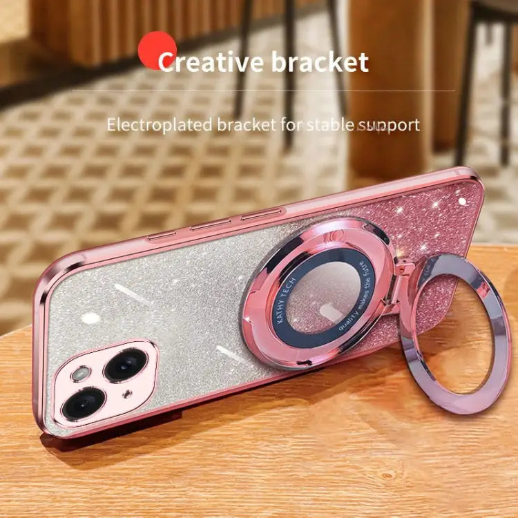 Plated Gradient Glitter Round Holder TPU Phone Case For iPhone 14 Plus For iPhone 14 For iPhone 14 Pro For iPhone 14