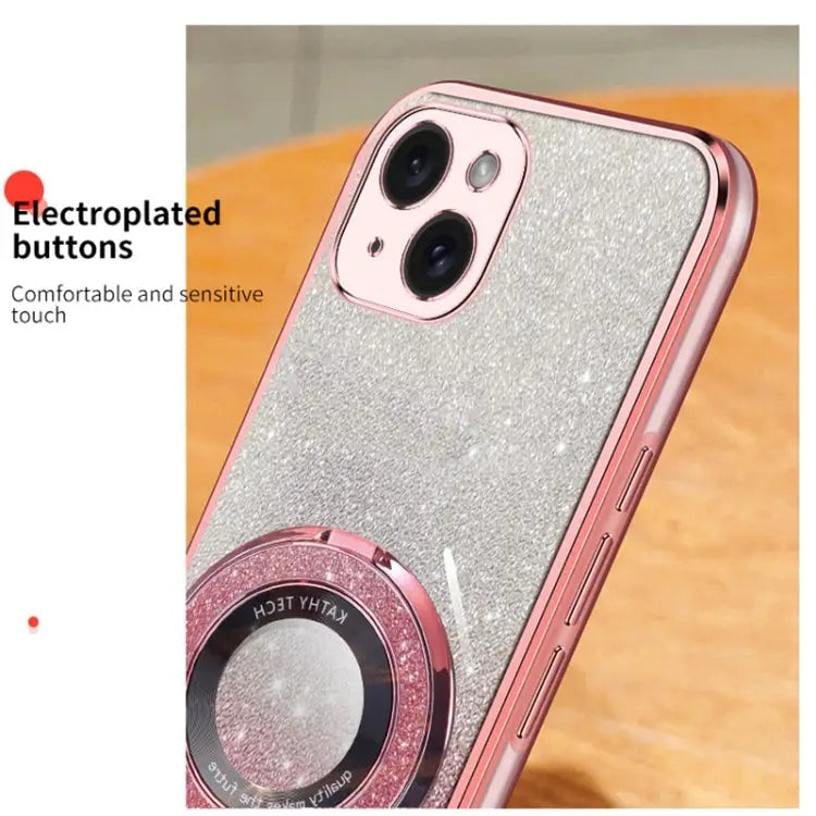 Plated Gradient Glitter Round Holder TPU Phone Case For iPhone 14 Plus For iPhone 14 For iPhone 14 Pro For iPhone 14