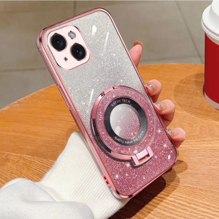 Plated Gradient Glitter Round Holder TPU Phone Case For iPhone 14 Plus For iPhone 14 For iPhone 14 Pro For iPhone 14