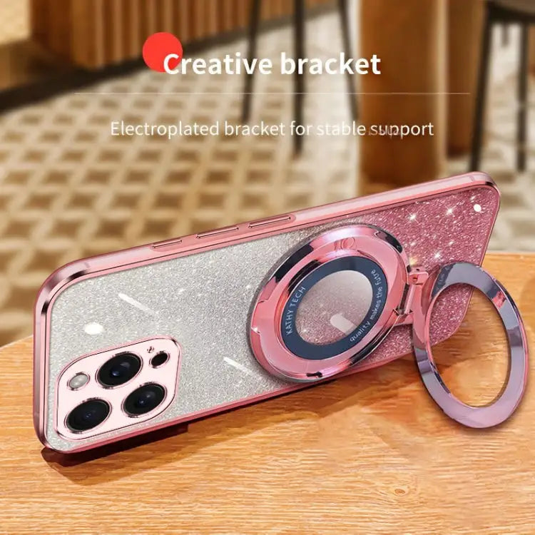 Plated Gradient Glitter Round Holder TPU Phone Case For iPhone 15 Pro Max For iPhone 15 Pro For iPhone 15 Plus