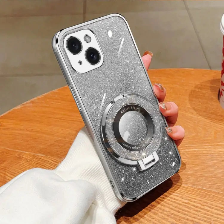 Plated Gradient Glitter Round Holder TPU Phone Case For iPhone 15 Pro Max For iPhone 15 Pro For iPhone 15 Plus