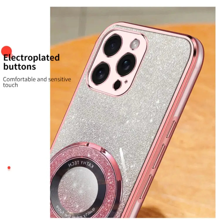 Plated Gradient Glitter Round Holder TPU Phone Case For iPhone 15 Pro Max For iPhone 15 Pro For iPhone 15 Plus