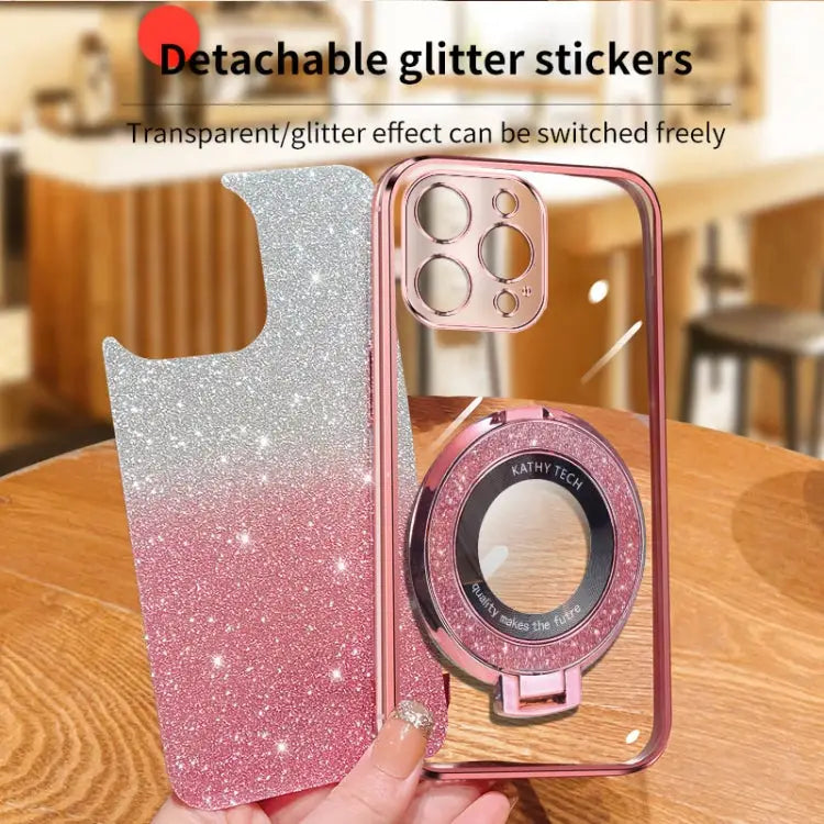 Plated Gradient Glitter Round Holder TPU Phone Case For iPhone 15 Pro Max For iPhone 15 Pro For iPhone 15 Plus