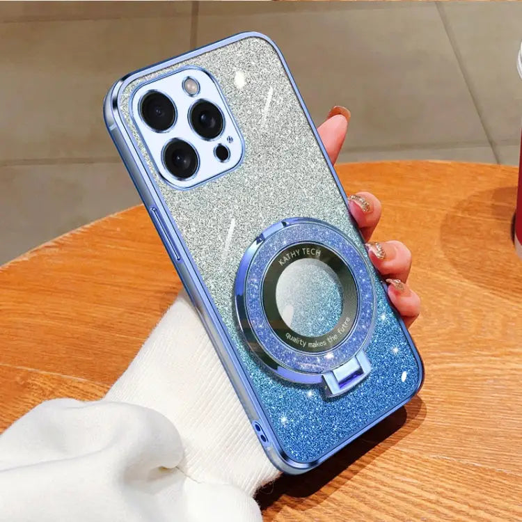 Plated Gradient Glitter Round Holder TPU Phone Case For iPhone 15 Pro Max For iPhone 15 Pro For iPhone 15 Plus
