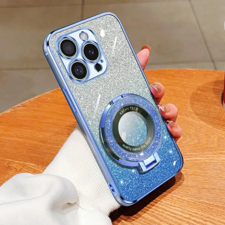 Plated Gradient Glitter Round Holder TPU Phone Case For iPhone 16 Pro Max For iPhone 16 Pro For iPhone 16 Plus