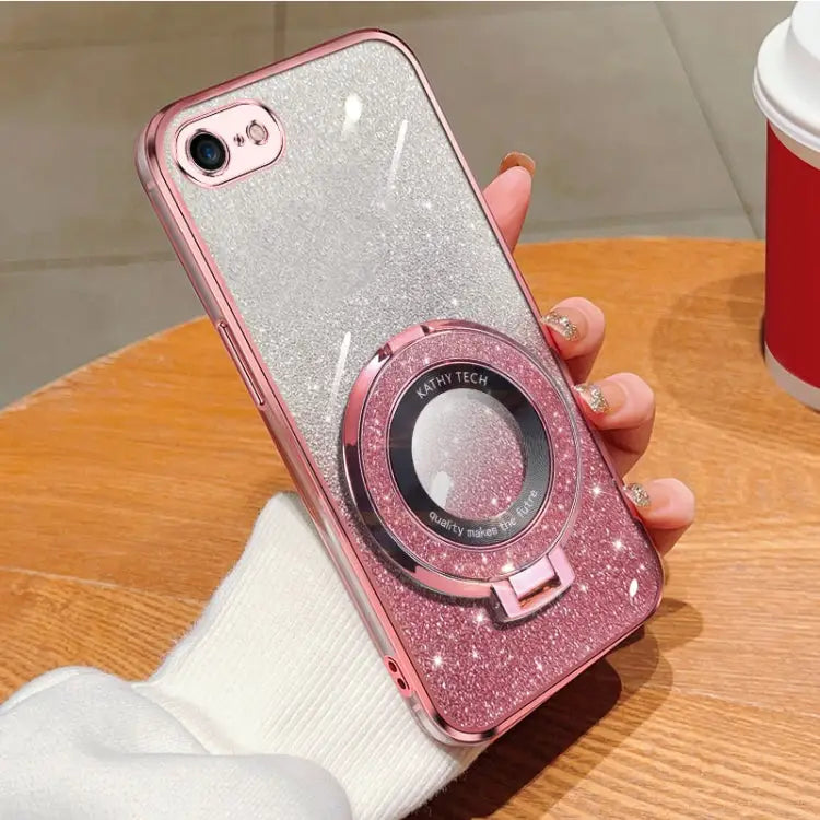Plated Gradient Glitter Round Holder TPU Phone Case For iPhone 7 / 8 / SE 2022 For iPhone 13 Pro Max For iPhone 13 Pro