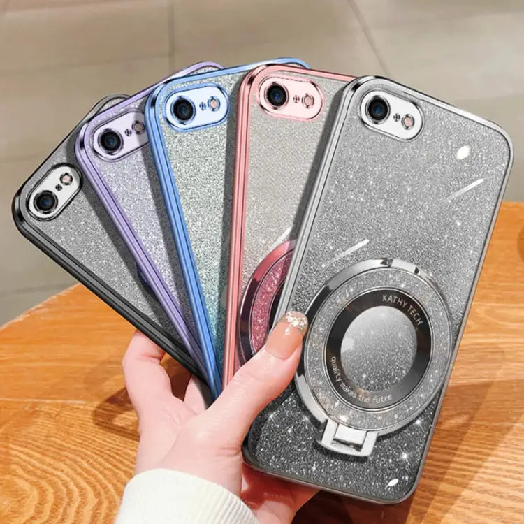 Plated Gradient Glitter Round Holder TPU Phone Case For iPhone 7 / 8 / SE 2022 For iPhone 13 Pro Max For iPhone 13 Pro