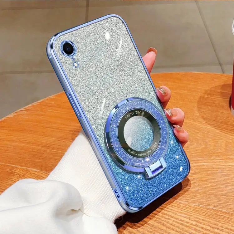 Plated Gradient Glitter Round Holder TPU Phone Case For iPhone X / XS For iPhone XR For iPhone XS Max For iPhone 7 Plus