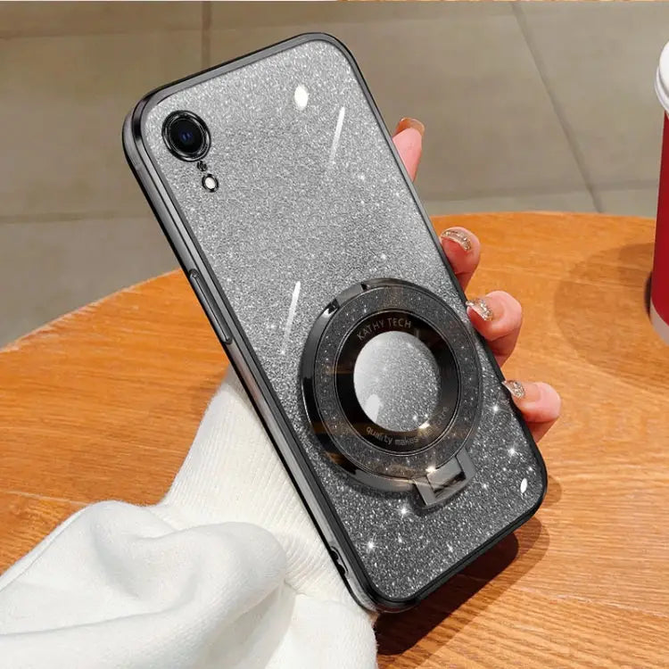 Plated Gradient Glitter Round Holder TPU Phone Case For iPhone X / XS For iPhone XR For iPhone XS Max For iPhone 7 Plus