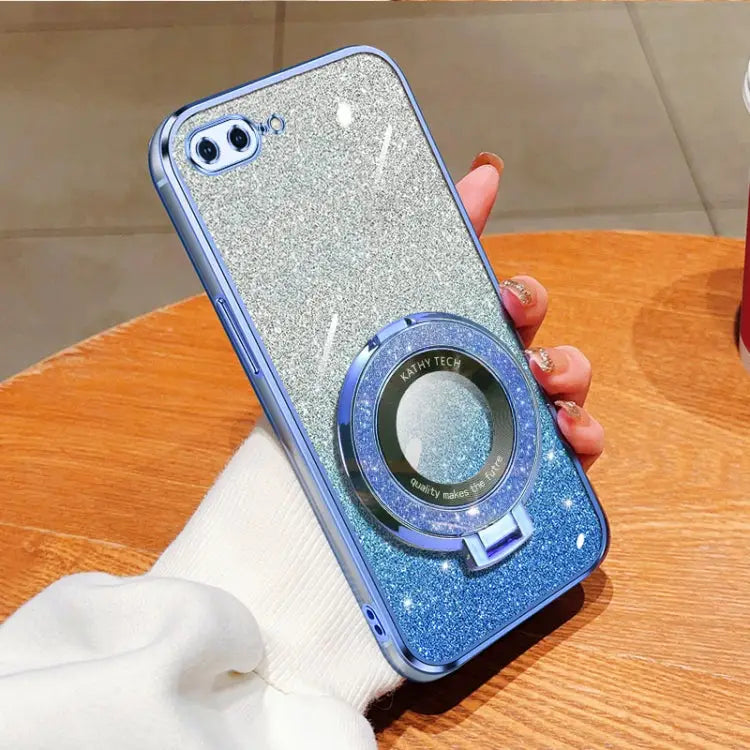 Plated Gradient Glitter Round Holder TPU Phone Case For iPhone X / XS For iPhone XR For iPhone XS Max For iPhone 7 Plus