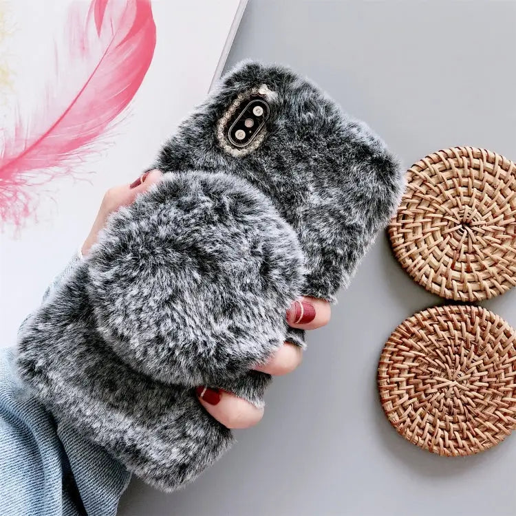 Plush Phone Protect Case with Mirror For iPhone 11 For iPhone 11 Pro For iPhone 11 Pro Max For iPhone X / XS For iPhone