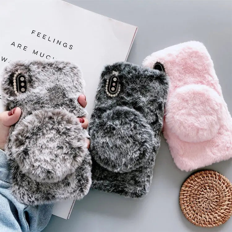 Plush Phone Protect Case with Mirror For iPhone 11 For iPhone 11 Pro For iPhone 11 Pro Max For iPhone X / XS For iPhone
