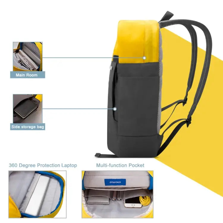 POFOKO XY Series 14-15.4 inch Fashion Color Matching Multi-functional Backpack Computer Bag Size: M