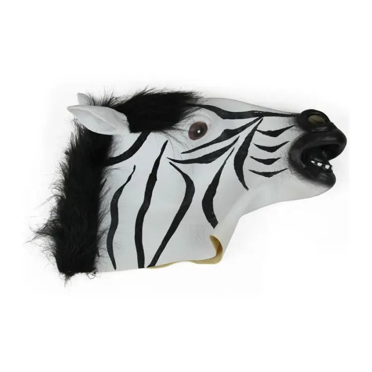Popular Pretty Halloween Mask Masquerade Emulsion Horse Head Zebra Mask for Men and Women Zebra - Zebra
