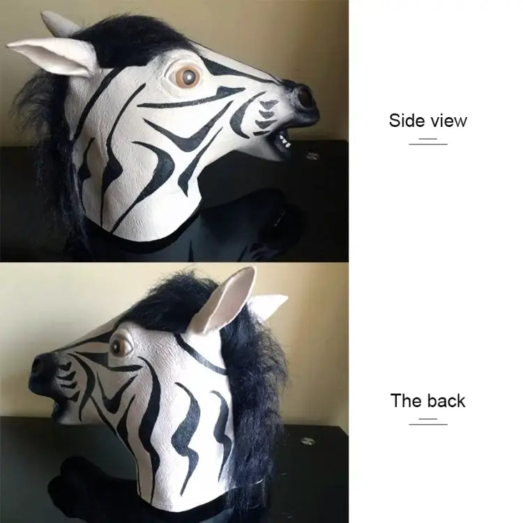 Popular Pretty Halloween Mask Masquerade Emulsion Horse Head Zebra Mask for Men and Women Zebra - Zebra