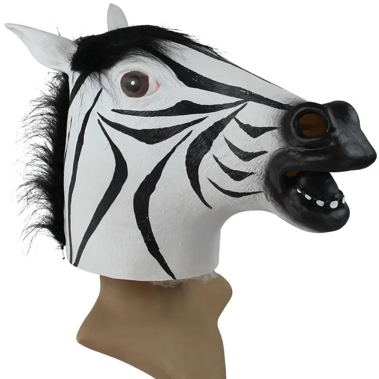 Popular Pretty Halloween Mask Masquerade Emulsion Horse Head Zebra Mask for Men and Women Zebra - Zebra