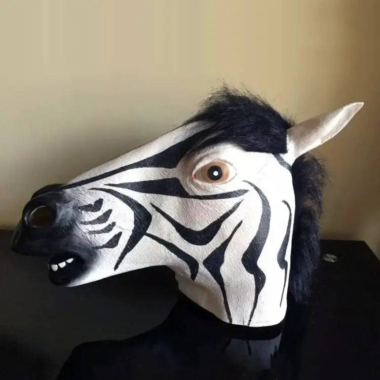 Popular Pretty Halloween Mask Masquerade Emulsion Horse Head Zebra Mask for Men and Women Zebra - Zebra