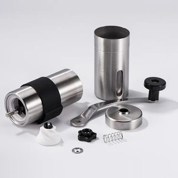 Portable Conical Burr Mill Manual Stainless Steel Hand Crank Coffee Bean Grinder with Silicone Ring Capacity: 40g