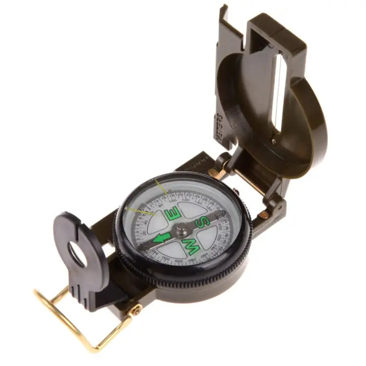 Portable Folding Army Green Lens Compass Multifunction Mini Camping Climbing Outdoor Tool Army Green - Army Green