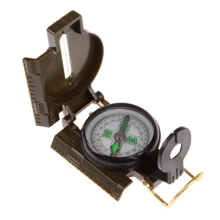 Portable Folding Army Green Lens Compass Multifunction Mini Camping Climbing Outdoor Tool Army Green - Army Green