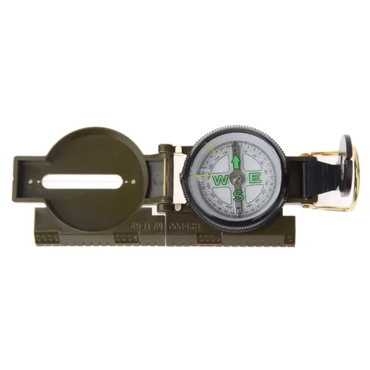 Portable Folding Army Green Lens Compass Multifunction Mini Camping Climbing Outdoor Tool Army Green - Army Green
