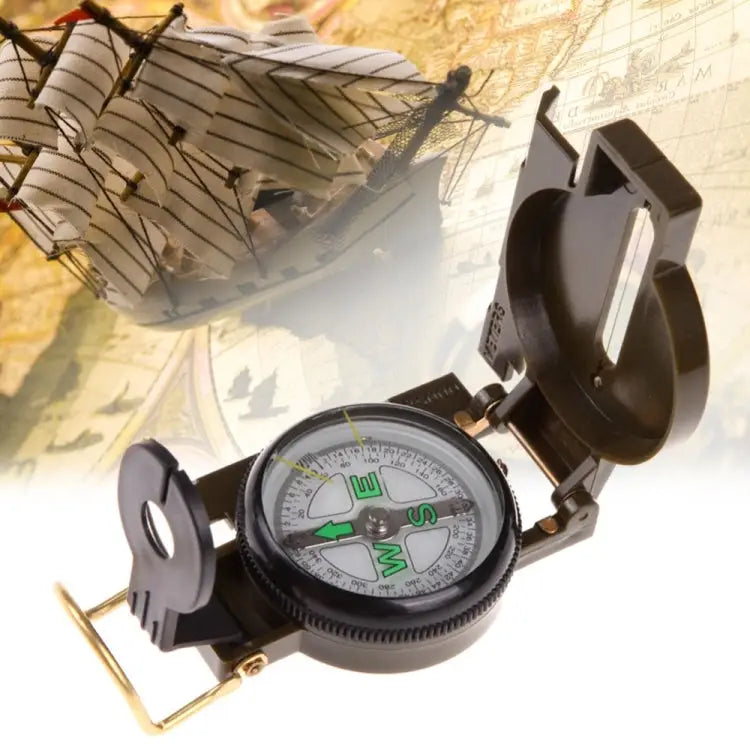Portable Folding Army Green Lens Compass Multifunction Mini Camping Climbing Outdoor Tool Army Green - Army Green