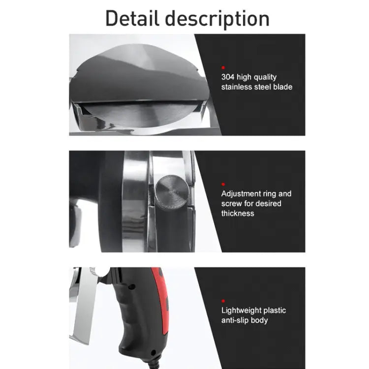 Portable Meat Slicer Electric Meat Cutter Turkish Barbecue Slicer EU Plug Black Red - Black Red