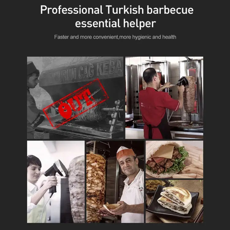 Portable Meat Slicer Electric Meat Cutter Turkish Barbecue Slicer EU Plug Black Red - Black Red