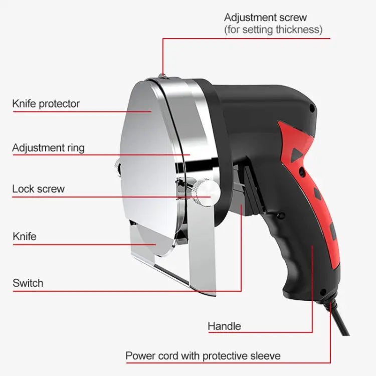 Portable Meat Slicer Electric Meat Cutter Turkish Barbecue Slicer EU Plug Black Red - Black Red
