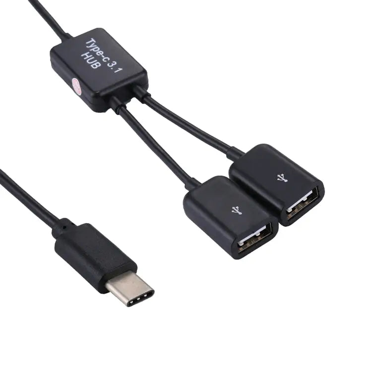 Portable USB-C / Type-C Male to Dual USB Ports Female HUB Adapter for Macbook PC Laptop Tablet Smartphone 2 Ports USB